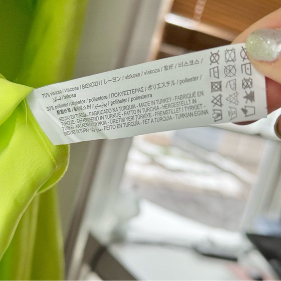 🍋🟩 NWT ZARA SATIN LIME CORSET EFFECT PLEATED SHIRT DRESS - Picture 10 of 10